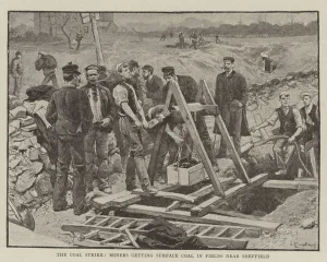 The Coal Strike, Miners getting Surface Coal in Fields near Sheffield (litho) The Coal Strike, Miners getting Surface Coal in Fields near Sheffield (litho)
