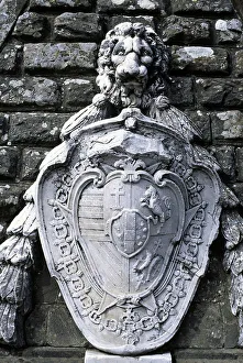 Coat of arms, bas-relief on Abetone Pyramid, Abetone Pass (Modena), Emilia-Romagna, Italy Coat of arms, bas-relief on Abetone Pyramid, Abetone Pass (Modena), Emilia-Romagna, Italy