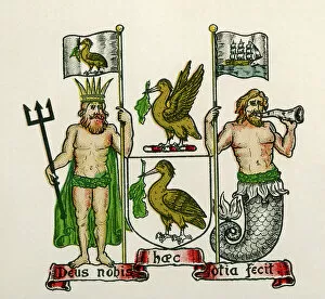 Archival Gallery: Coat of arms of Liverpool, England, 1907 (engraving)