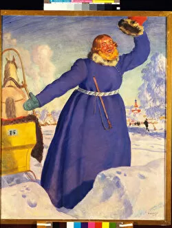Un cocher imprudent (A Reckless Coachman). Oeuvre de Boris Michaylovich Kustodiev (Koustodiev) (1878-1927)