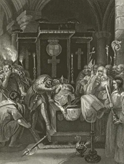Coeur de Lion, at the Bier of his father (engraving) Coeur de Lion, at the Bier of his father (engraving)