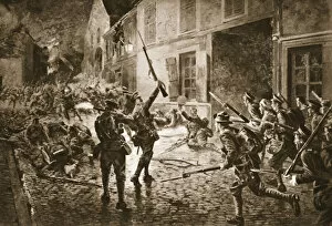 War & Military Scenes: 20th Century Gallery: The Coldstream Guards at Landrecies, August 1914 (litho)