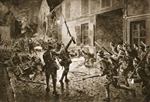 Guards Division Gallery: The Coldstream Guards at Landrecies, August 1914 (litho)