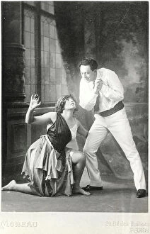 Gypsy Gallery: Colette (1873-1954) acting with Paul Franck in La Zingara, c. 1900 (b/w photo)