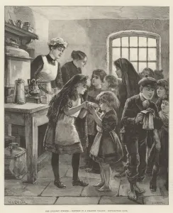 The Colliery Strikes, Distress in a Colliery Village, distributing Soup (engraving) The Colliery Strikes, Distress in a Colliery Village, distributing Soup (engraving)