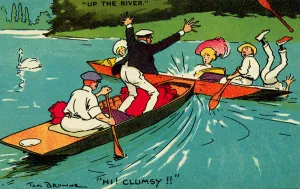 Colliding Gallery: Collision between two boats on a river (chromolitho)