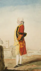 Colonel Morrison Possibly in the Uniform of the Royal Engineers, a Fortified Town Behind Colonel Morrison Possibly in the Uniform of the Royal Engineers, a Fortified Town Behind