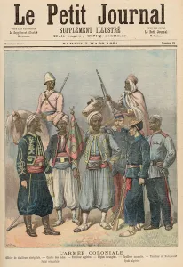The Colonial Army, from Le Petit Journal, 7th March 1891 (colour litho) The Colonial Army, from Le Petit Journal, 7th March 1891 (colour litho)