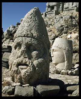 Colossal heads of Zeus and Antiochos I. Site of the mausolee of King Antiochus I of Colossal heads of Zeus and Antiochos I. Site of the mausolee of King Antiochus I of