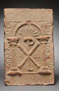 Columbarium Tomb Plaque with the Monogram of Christ, 500-800 (terracotta) Columbarium Tomb Plaque with the Monogram of Christ, 500-800 (terracotta)