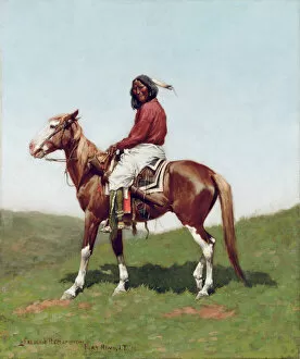 Comanche Brave, Fort Reno, Indian Territory (oil on canvas)