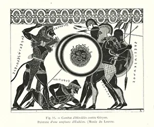Combat between Heracles and the giant Geryon (litho) Combat between Heracles and the giant Geryon (litho)