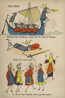 Comic Early English History: Invasion of William the Conqueror (colour litho)