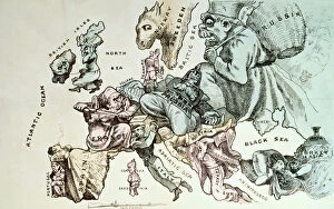 Denmark Collection: Comic map of Europe by Frederick Rose, c. 1870 (litho)