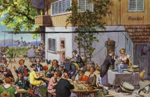Comic portrayals of early radio (colour litho) Comic portrayals of early radio (colour litho)