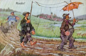 Comic portrayals of early radio (colour litho) Comic portrayals of early radio (colour litho)