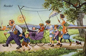 Comic portrayals of early radio (colour litho) Comic portrayals of early radio (colour litho)