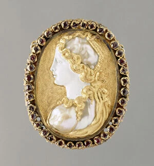 Commesso portrait of Prudentia, 1550-60 (gold, mother of pearl, enamel and ruby)