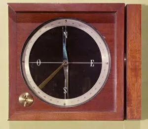 Sea Travel Gallery: Compass, end nineteenth century (wood & metal)