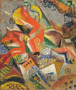 Composition with Red Horseman, 1920 (oil and foil on canvas) Composition with Red Horseman, 1920 (oil and foil on canvas)