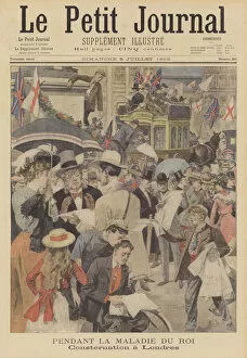 Concern in London over the illness of King Edward VII (colour litho)