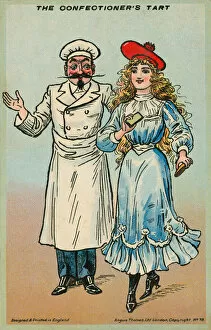 Confectioner's tart, chef and girl (colour litho)