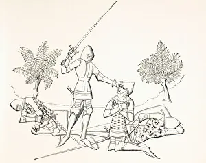 Conferring knighthood on the field of battle after the recipient has killed two of the enemy Conferring knighthood on the field of battle after the recipient has killed two of the enemy