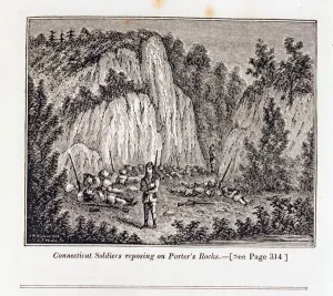 Connecticut Soldiers Reposing on Porters Rock before Attacking the Pequot Fort Connecticut Soldiers Reposing on Porters Rock before Attacking the Pequot Fort