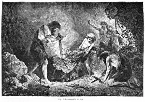 Firewood Gallery: Conquest of fire, illustration from L Homme Primitif'