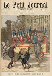 The Conscripts of 1892, from Le Petit Journal, 5th March 1892 (colour litho) The Conscripts of 1892, from Le Petit Journal, 5th March 1892 (colour litho)