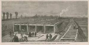 Constructing the concrete embankment across the Plaistow marshes (engraving) Constructing the concrete embankment across the Plaistow marshes (engraving)