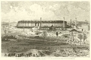 Construction du palais de l'Exposition universelle de 1867, Vue prise de l'Ecole militaire