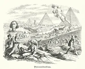 Particle Physics Gallery: Construction of the Pyramids, ancient Egypt (engraving)