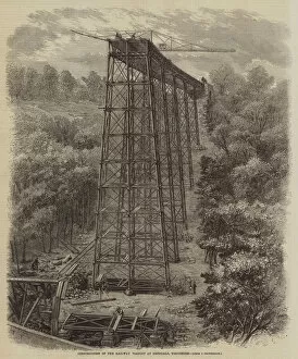 Construction of the Railway Viaduct at Deepdale, Yorkshire (engraving)