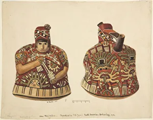 Container with a human figure on one side and a spout behind the head From Nazca Container with a human figure on one side and a spout behind the head From Nazca