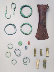 Contents of the grave of a child, from Barrow II, Grave I at Vace Contents of the grave of a child, from Barrow II, Grave I at Vace