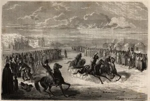 A contest of wrestling with bare hands and a race of horses among the Turcomans A contest of wrestling with bare hands and a race of horses among the Turcomans