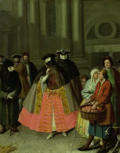 Conversation with masks or the Apples Seller, 1750-60 (oil on canvas) Conversation with masks or the Apples Seller, 1750-60 (oil on canvas)