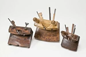 Tool Gallery: Coopers croze planes, dated 1735, 1842 and early to mid-19th century