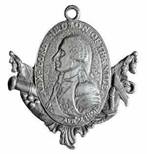 Battle Of Copenhagen Gallery: Copenhagen Badge showing Admiral Lord Nelson, 1801 (silver metal)