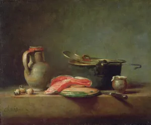 Copper Cauldron with a Pitcher and a Slice of Salmon (oil) Copper Cauldron with a Pitcher and a Slice of Salmon (oil)