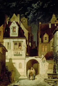 A Corner of a German Town by Moonlight (w/c on paper) A Corner of a German Town by Moonlight (w/c on paper)