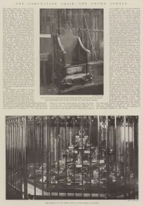 The Coronation Chair and Crown Jewels (b/w photo) The Coronation Chair and Crown Jewels (b/w photo)