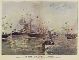 Coronation naval review, Spithead, 1902 (colour litho) Coronation naval review, Spithead, 1902 (colour litho)