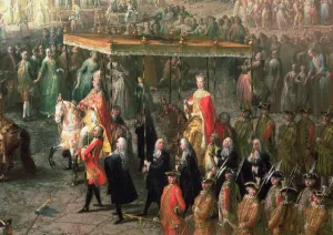 The coronation procession of Joseph II (1741-90) Emperor of Germany, in Romerberg The coronation procession of Joseph II (1741-90) Emperor of Germany, in Romerberg