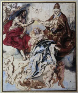 Coronation of the Virgin by the Holy Trinity Watercolour and gouache by Jacob Jordaens Coronation of the Virgin by the Holy Trinity Watercolour and gouache by Jacob Jordaens