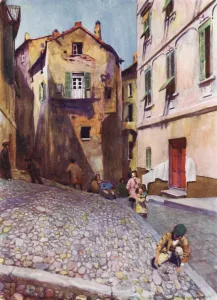 Corsica Gallery: Corsica: Old houses, Bastia (colour litho)