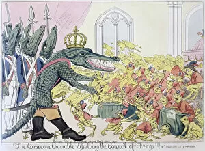 Crocodiles Gallery: The Corsican Crocodile dissolving the Council of Frogs, 9th November 1799 (litho)