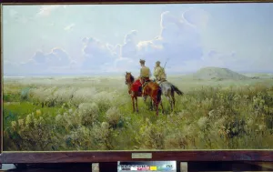 Cosaques dans la steppe (Cossacks in the Steppe) - Peinture de Sergei Ivanovich Vasilkovsky (1854-1917) Cosaques dans la steppe (Cossacks in the Steppe) - Peinture de Sergei Ivanovich Vasilkovsky (1854-1917)
