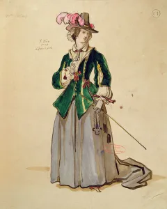 Costume design for Dona Elvire in an 1847 production of Don Juan' Costume design for Dona Elvire in an 1847 production of Don Juan'